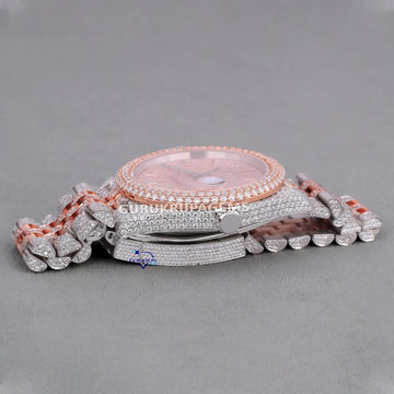 Handmade Two tone hiphop diamond watch for men vvs clarity designs Gurukrupa-Gems