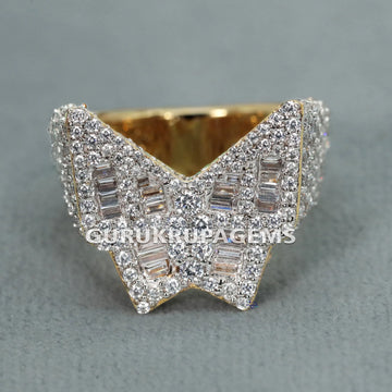 Hip Hop 14KT Yellow Gold Lab Created Diamond Ring For Hip Hop Diamond Jewelry Lover - Gurukrupa-Gems