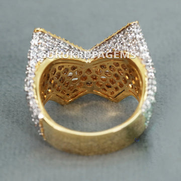 Hip Hop 14KT Yellow Gold Lab Created Diamond Ring For Hip Hop Diamond Jewelry Lover - Gurukrupa-Gems