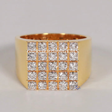 Hip Hop Custom Made Diamond Ring For Hip Hop Lover Men's Diamond Ring Round Cut Lab Diamond Ring Gurukrupa-Gems