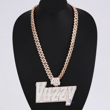 Hip Hop Diamond Chain Pendant 14KT Gold With Diamond Chain Pendant VVS Clarity Diamond Jewelry Name Plate Diamond Chain Pendant Gurukrupa-Gems
