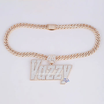 Hip Hop Diamond Chain Pendant 14KT Gold With Diamond Chain Pendant VVS Clarity Diamond Jewelry Name Plate Diamond Chain Pendant Gurukrupa-Gems