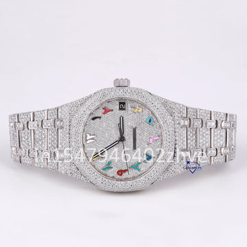 Hip Hop Moissanite Diamond Watch For Men Luxury Looking With Arabic Number Dial Watch For Party Wear-Gurukrupa-Gems