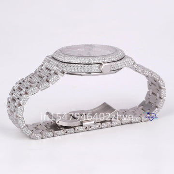 Hip Hop Moissanite Diamond Watch For Men Luxury Looking With Arabic Number Dial Watch For Party Wear-Gurukrupa-Gems