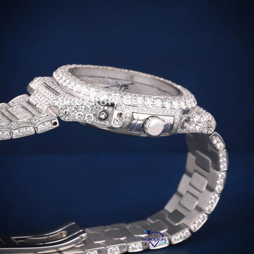 Hip Hop full white unique chronograph diamond watch Gurukrupa-Gems