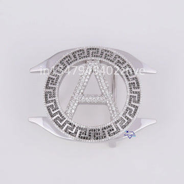 Hip hop black and white diamond custom letter belt buckle - Gurukrupa-Gems