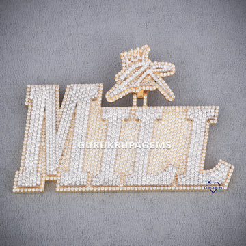 Hip hop custom letter engravings two tone diamond pendant for men with vvs clarity diamonds Gurukrupa-Gems