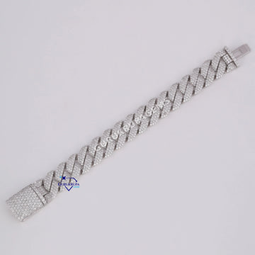 Hip hop custom made cuban diamond bracelet for men in 14kt white gold lab grown diamonds Gurukrupa-Gems