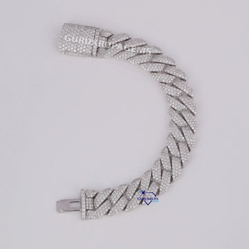 Hip hop custom made cuban diamond bracelet for men in 14kt white gold lab grown diamonds Gurukrupa-Gems