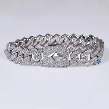 Hip hop diamond cuban bracelet for men crafted in 14 kt white gold lab grown diamonds Gurukrupa-Gems