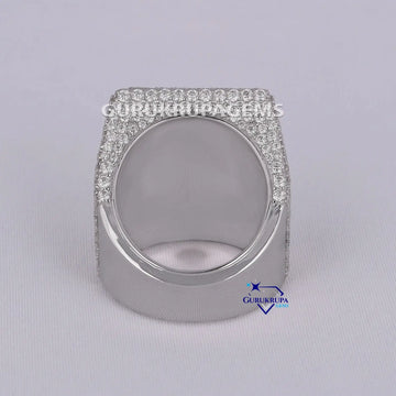 Hip hop diamond ring crafted in 14 kt white gold custom letter ring with vvs clarity diamonds Gurukrupa-Gems