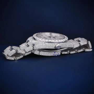 Hip hop diamond watch white dial vvs clarity Gurukrupa-Gems