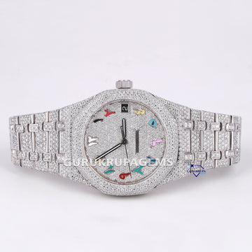 Hip hop lab grown diamond studded watch crafted in stainless steel with vvs clarity diamonds Gurukrupa-Gems