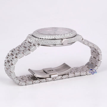 Hip hop lab grown diamond studded watch crafted in stainless steel with vvs clarity diamonds Gurukrupa-Gems
