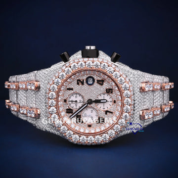 Hip hop two tone chronograph custom dial watch Gurukrupa-Gems