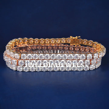 HipHop Iced Out Rainbow Sapphire Tennis White Gold Diamond Bracelet Multicolor Ombre Princess Cut Diamond Design for Unisex Gurukrupa-Gems