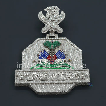 Hip hop fully iced out diamond pendant 14 kt white gold diamond pendant with custom made jewlery