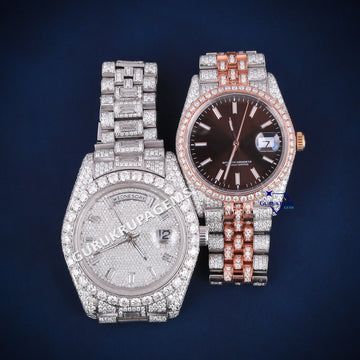 His and hers customized hip hop diamond watch this valentine Gurukrupa-Gems
