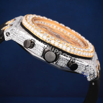 Hot selling black strap diamond watch for men Gurukrupa-Gems