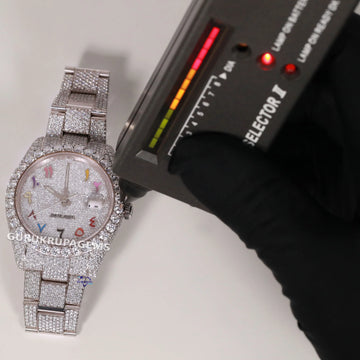 Hot selling hip hop rainbow colorful dials with moissanite diamond watch crafted in stainless steel with vvs clarity diamonds Gurukrupa-Gems