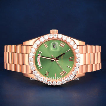 Luxury Yellow Gold Unisex Watch with Roman Numerals & Full Iced Out Shine (Copy) Gurukrupa-Gems