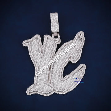 Iced out Custom letter hip hop 3 inch diamond pendant Gurukrupa-Gems