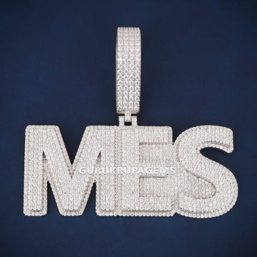 Iced out custom name pendant for men with alphabet and number design Gurukrupa-Gems