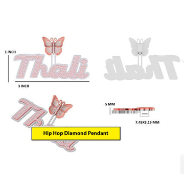 Icy Custom Big Baguette Three Letter Pendant 7mm Double Layer Full Diamond New Baguette Initial Necklace Pendant for Unisex Gurukrupa-Gems