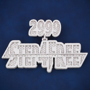 Icy Custom Big Baguette Three Letter Pendant 7mm Double Layer Full Diamond New Baguette Initial Necklace Pendant for Unisex Gurukrupa-Gems