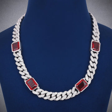 Infinity Cuban Link Chain 10MM White Gold Plated Round VVS DIamonds Chain Necklace For men Gurukrupa-Gems