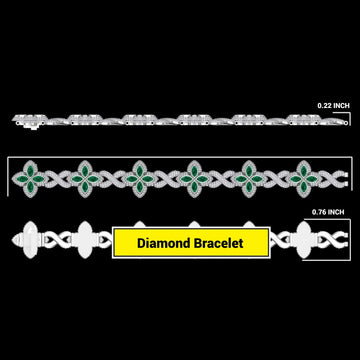 Infinity style green gemstone diamond clover bracelet Gurukrupa-Gems