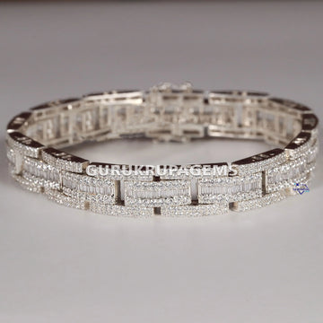 Introducing an attractive bracelet with round and baguette labgrown diamonds, perfect for adding sparkle to any outfit Gurukrupa-Gems