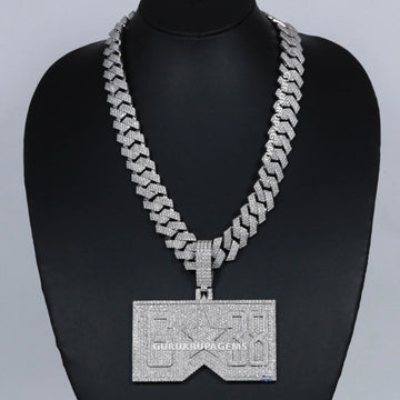 Introducing our stylish cuban chain pendant with vvs clarity diamond in 14 kt white gold for unisex Gurukrupa-Gems