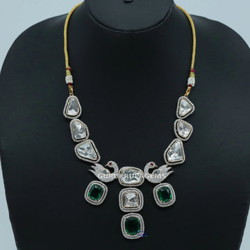 Introducing this unique polki statement piece necklace in 14 kt gold with lab diamonds Gurukrupa-Gems