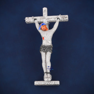 Jesus cross enamel custom diamond vvs pendant - Gurukrupa-Gems