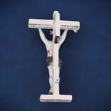 Jesus cross enamel custom diamond vvs pendant - Gurukrupa-Gems