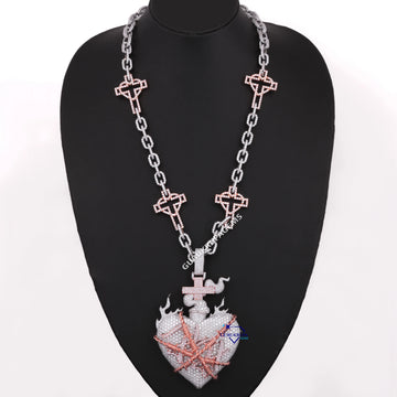 Lab Diamond Custom Heart Shape Design Pendant With Chain In 14K Gold Gurukrupa-Gems