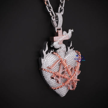 Lab Diamond Custom Heart Shape Design Pendant With Chain In 14K Gold Gurukrupa-Gems