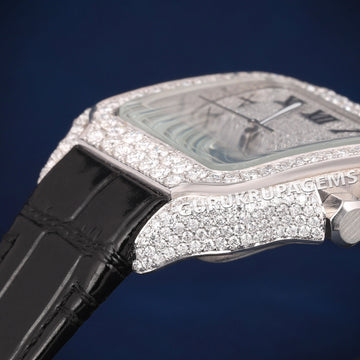 Leather black belt red custom hip hop rappers style diamond watch Gurukrupa-Gems