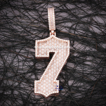 Lucky 7 number pendant with vvs clarity diamonds crafted for unisex VVS baguette and round cut diamonds Gurukrupa-Gems