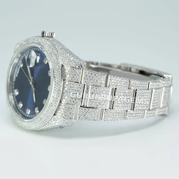 Luxurious moissanite diamond watch with white and rose gold fully iced out meticulously crafted for men Gurukrupa-Gems