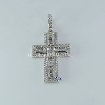 Luxurious spiritually inspired cross 14 kt white gold lab grown diamond pendant for vvs clarity