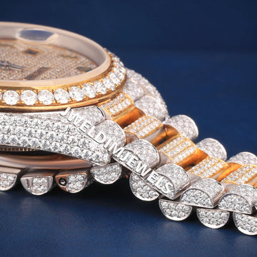 Luxury Fully Customized Watches Two Tone Arabic Dial Hiphop Watches Silver and Rose Iced Out Diamond Mens Watches (Copy) Gurukrupa-Gems