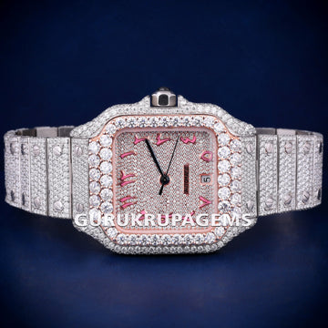 Luxury Men Watch Diamond VVS White Diamond Bezel for Mens & Womens Watches Yellow Gold Plated Mechanical Movement Gurukrupa-Gems