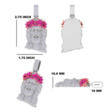 Luxury New 14K Gold Full Iced Out Jesus Christ Face Pendant with Triple Cross Clasp Tennis Chain Men Necklace Rapper Real Iced Out Chains with Pendants Gurukrupa-Gems