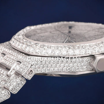 Mens Womens Fully Iced Out Silver Diamond New Hip Hop Watches Gurukrupa-Gems