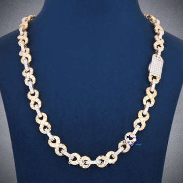 Luxury Two Tone 24 Inch 12mm Infinity Link Necklace with VVS Clarity Diamond Lock Gurukrupa-Gems
