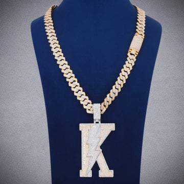 Men Women Custom Iced Out Big Baguette Letter Chain Pendant with 16mm Cuban Link Necklace VVS Diamond Personalized Jewelry Gurukrupa-Gems
