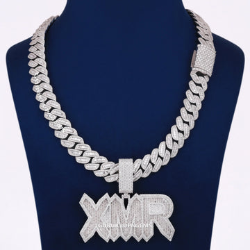 Men Women Custom Iced Out Big Baguette Letter Chain Pendant with 16mm Cuban Link Necklace VVS Diamond Personalized Jewelry Gurukrupa-Gems