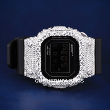 Men’s hip hop style digital watch with eye catching red strap and completely iced display that shines hard Gurukrupa-Gems